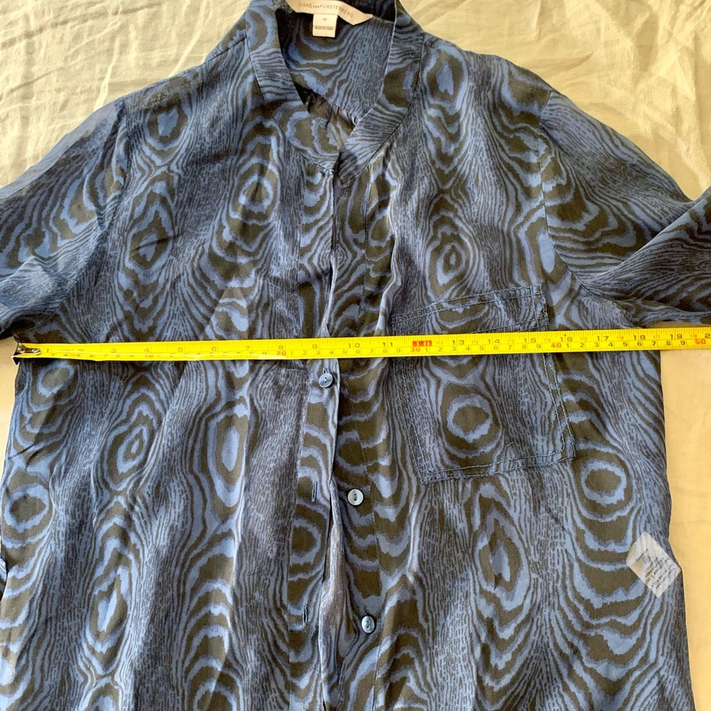Diane VonFurstenburg Blue Sheer blouse size 10